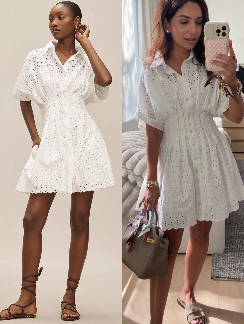 Anthropologie White Eyelet Mini Dress